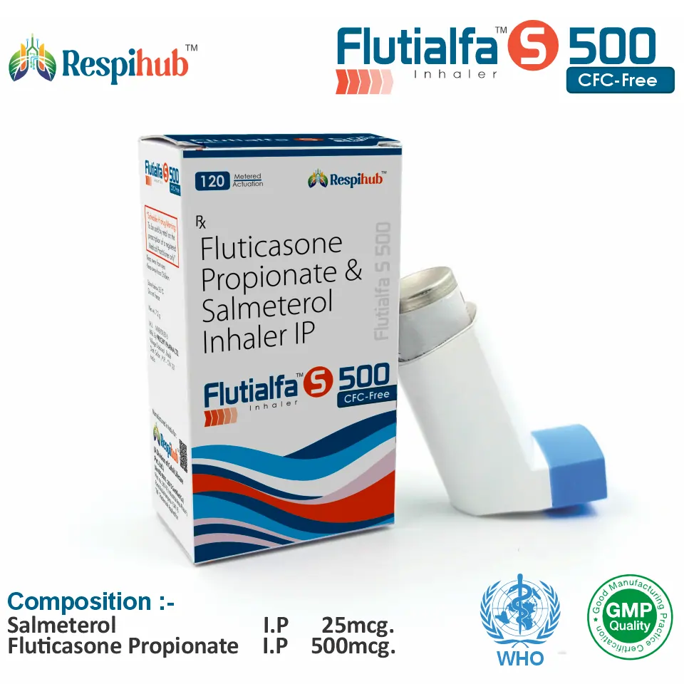 Salmeterol + Fluticasone Propionate Inhaler at the best price in PCD Pharma Franchise for Respiratory, Asthma and COPD Management.